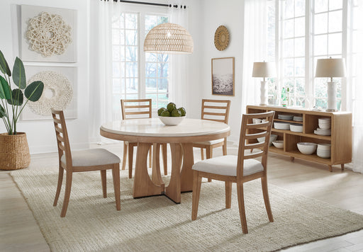 parker-house-escape-dining-54-inch-round-table-with-console-and-4-ladderback-chairs-1