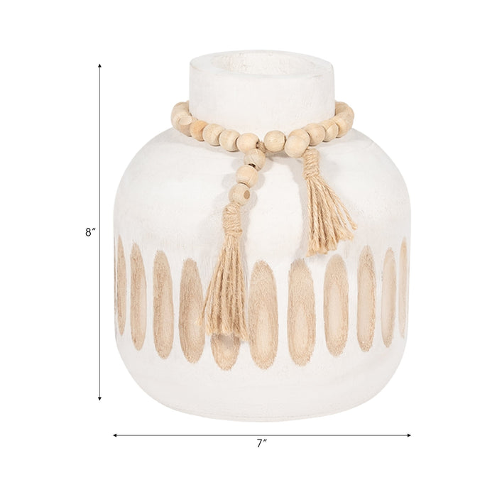 wood-8-round-ridged-vase-w-tassels-white-8