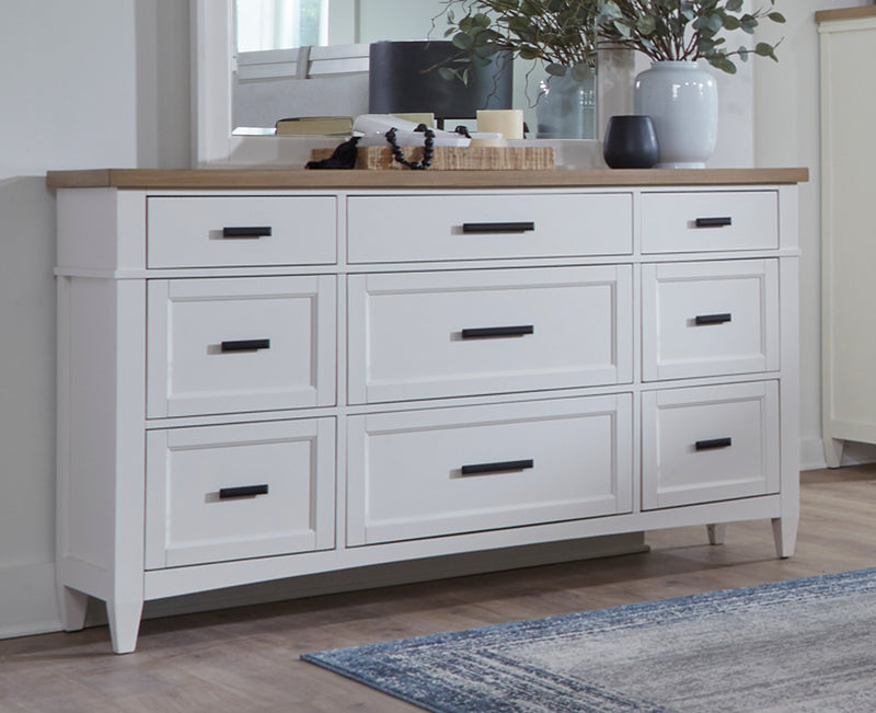 Parker House Americana Modern Bedroom King Platform Bed 2 Nightstands and Dresser with Mirror