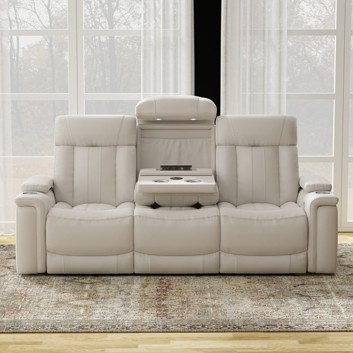 Parker Living Royce - Fantom Ivory Power Reclining Sofa with Drop Down Console