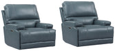 Parker Living Whitman - Verona Azure - Powered By Freemotion Cordless Power Recliner Two Pack