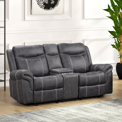 zubaida-dark-gray-polished-microfiber-power-motion-glider-loveseat-w-usb-port-1