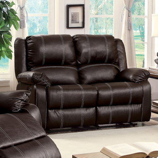 zuriel-brown-leatherette-motion-loveseat-1
