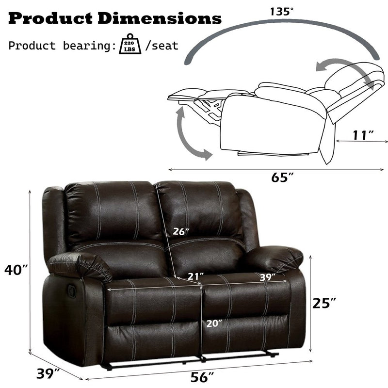 zuriel-brown-leatherette-motion-loveseat-5