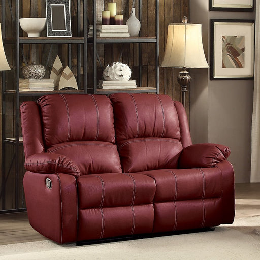 zuriel-red-leatherette-motion-loveseat-1