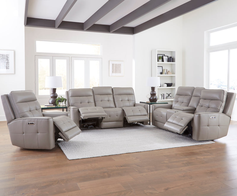 Parker Living Canterbury - Pewter Power Reclining Zero Gravity Console Loveseat