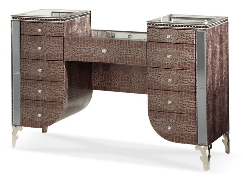 AICO Hollywood Swank Upholstered Vanity in Amazing Gator 03058-33 Vanity Furniture City Furniture City (CA)l