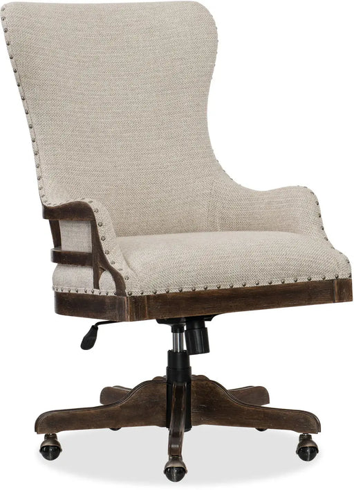 Hooker Furniture Roslyn County Deconstructed Tilt Swivel Chair in Dark Walnut Furniture City