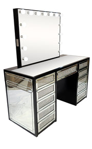 Diva Black Diamond Large Vanity Table + Mirror with Storage and Bluetooth By Furniture City Vanity Diva By Furniture City Furniture City (CA)l