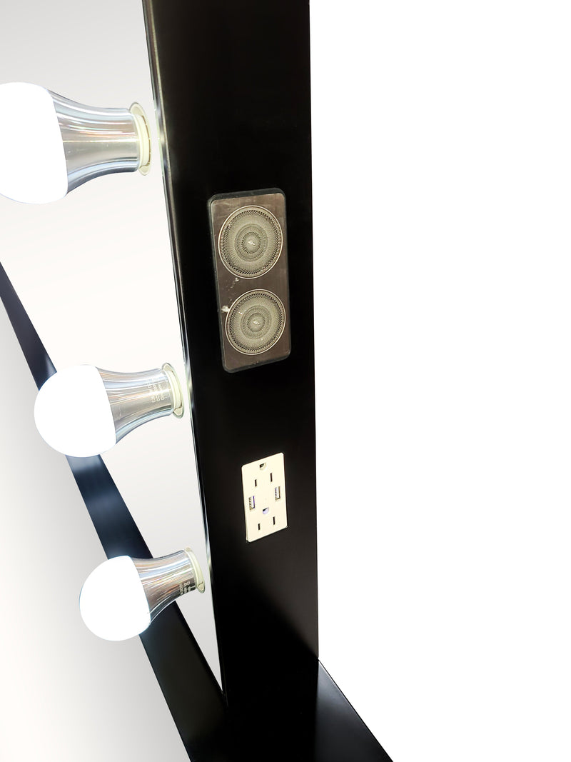 Diva Black Diamond Large Vanity Table + Mirror with Storage and Bluetooth By Furniture City Vanity Diva By Furniture City Furniture City (CA)l