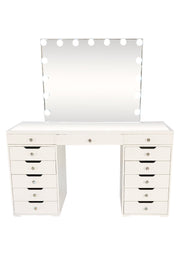 Diva White Large Vanity Table + Mirror with Storage and Bluetooth By Furniture City Vanity Diva By Furniture City Furniture City (CA)l