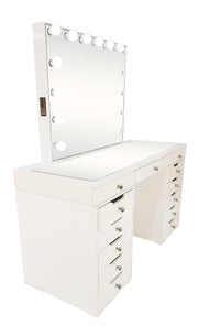 Diva White Large Vanity Table + Mirror with Storage and Bluetooth By Furniture City Vanity Diva By Furniture City Furniture City (CA)l