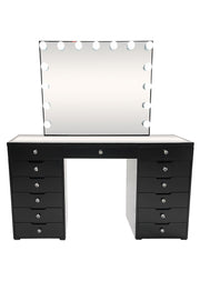 Diva Black Large Vanity Table + Mirror with Storage and Bluetooth By Furniture City  Diva By Furniture City Furniture City (CA)l