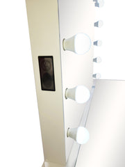 Diva White Mirrored Large Vanity Table + Mirror with Storage and Bluetooth By Glamv Vanity Set Diva By Furniture City Furniture City (CA)l