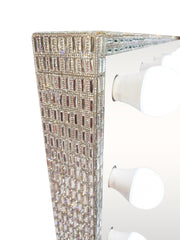 Diva Silver Crystal Large Vanity Table + Mirror with Storage and Bluetooth By Furniture City Vanities Diva By Furniture City Furniture City (CA)l