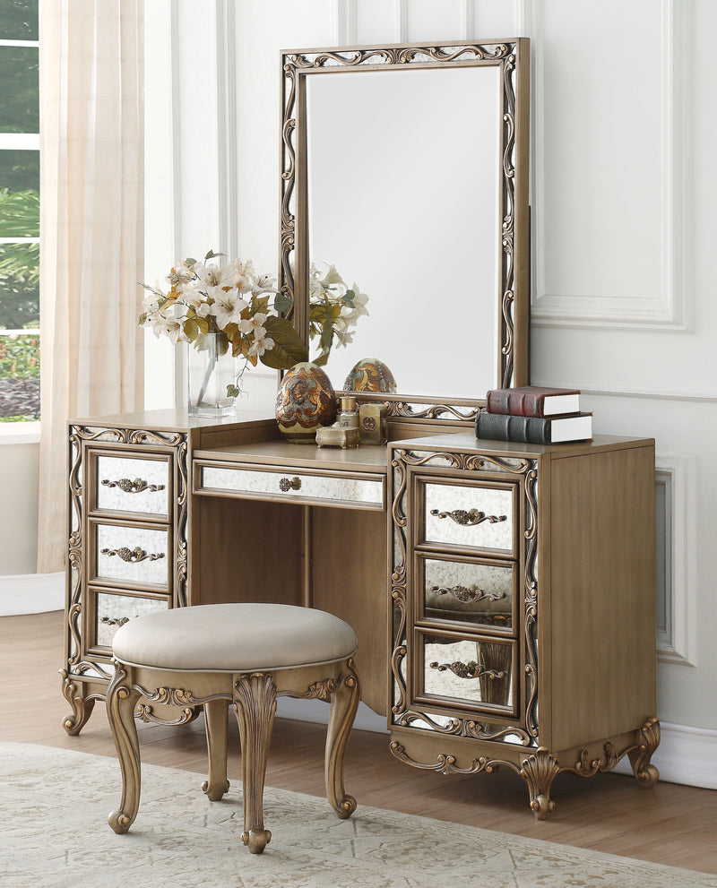 Orianne Antique Gold Vanity Desk Vanity Furniture City Furniture City (CA)l