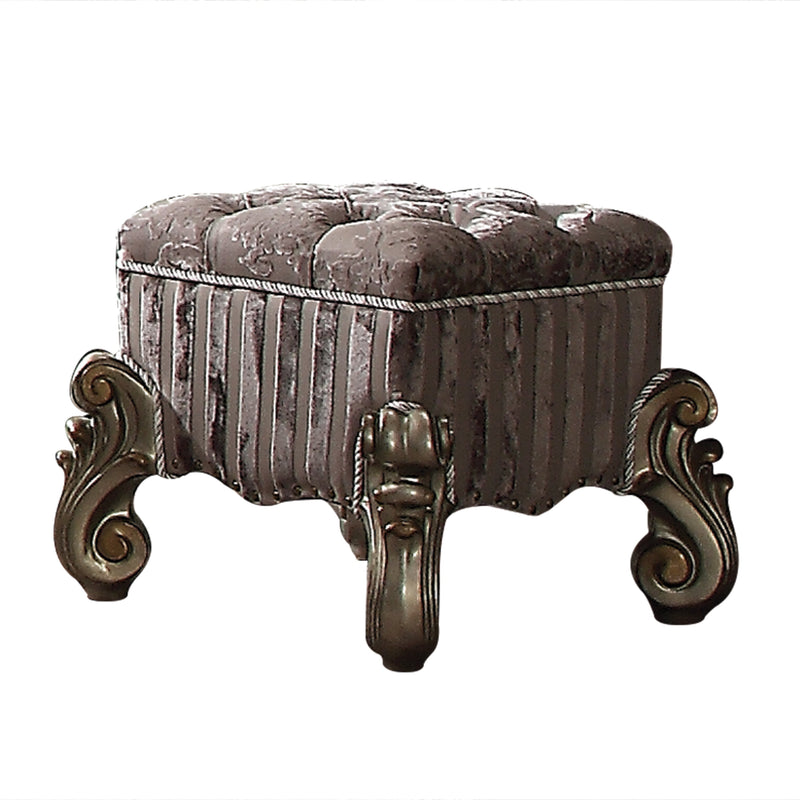 Versailles Fabric & Antique Platinum Vanity Stool Vanity Furniture City Furniture City (CA)l