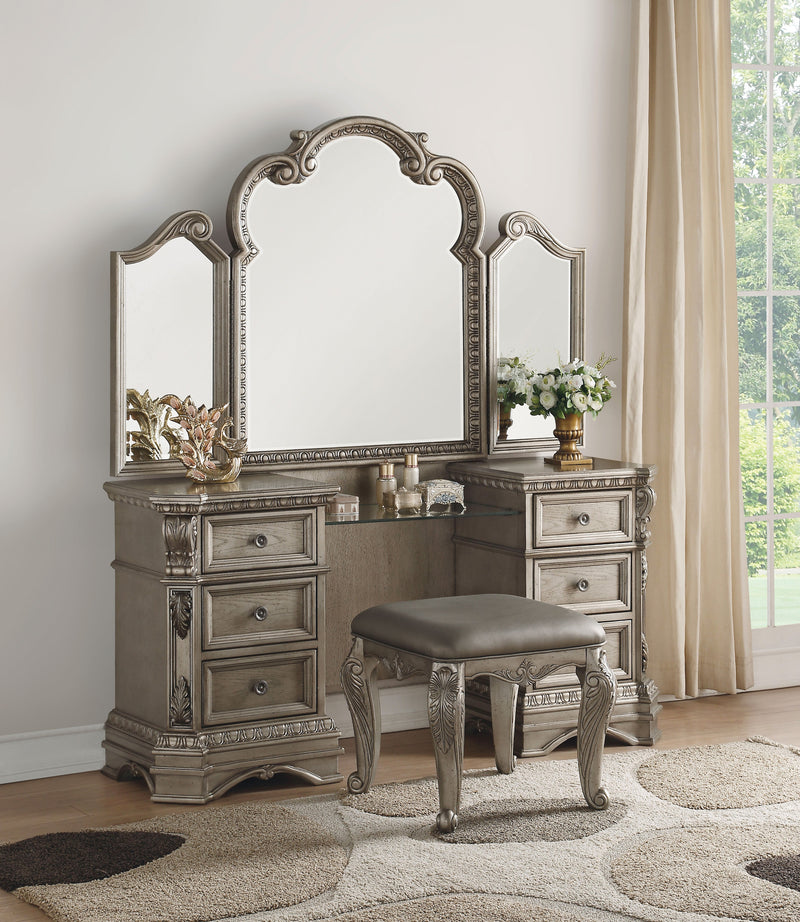 Northville Antique Silver Vanity Desk Vanity Furniture City Furniture City (CA)l