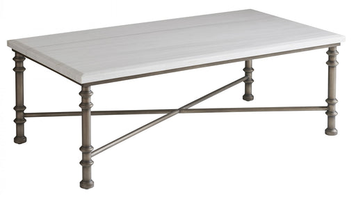 Tommy Bahama Ocean Breeze Flagler Marble Top Cocktail Table in White/Aged Pewter 570-943 Cocktail Table Furniture City Furniture City (CA)l