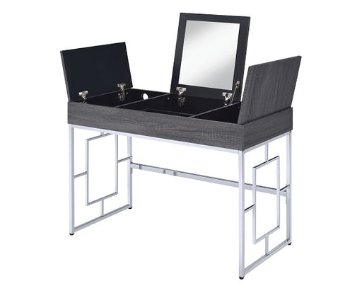Saffron Black Oak & Chrome Vanity Desk Vanity Furniture City Furniture City (CA)l