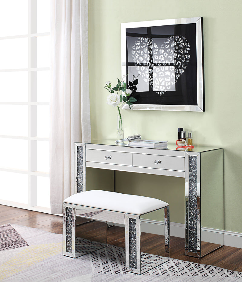 Noralie PU, Mirrored & Faux Diamonds Vanity Stool Vanity Furniture City Furniture City (CA)l