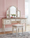 Realyn Vanity and Mirror with Stool Vanity Furniture City Furniture City (CA)l