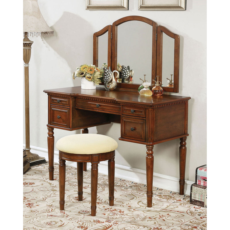 Natalia Brown Cherry Vanity w/ Stool Vanity Furniture City Furniture City (CA)l
