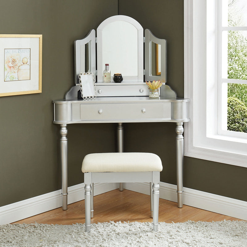 Kasey Silver Vanity w/ Stool Vanity Furniture City Furniture City (CA)l