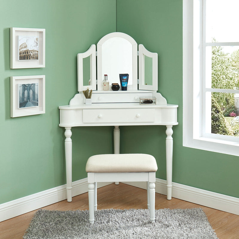 Kasey White Vanity w/ Stool Vanity Furniture City Furniture City (CA)l