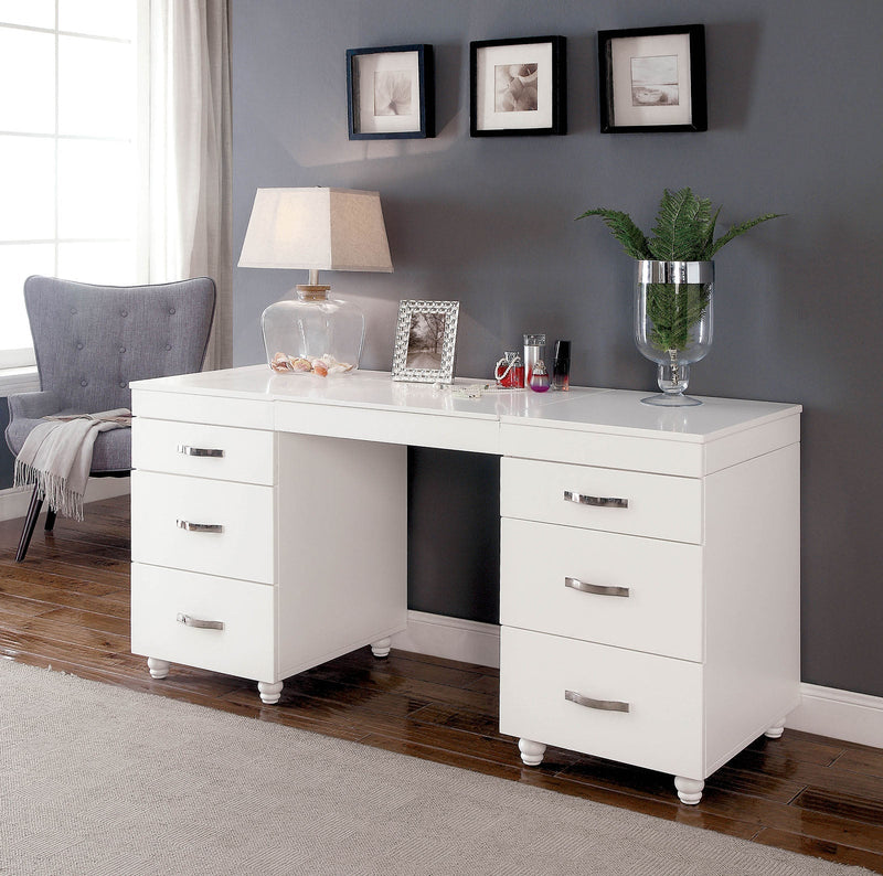 Verviers White Vanity Desk Vanity Furniture City Furniture City (CA)l