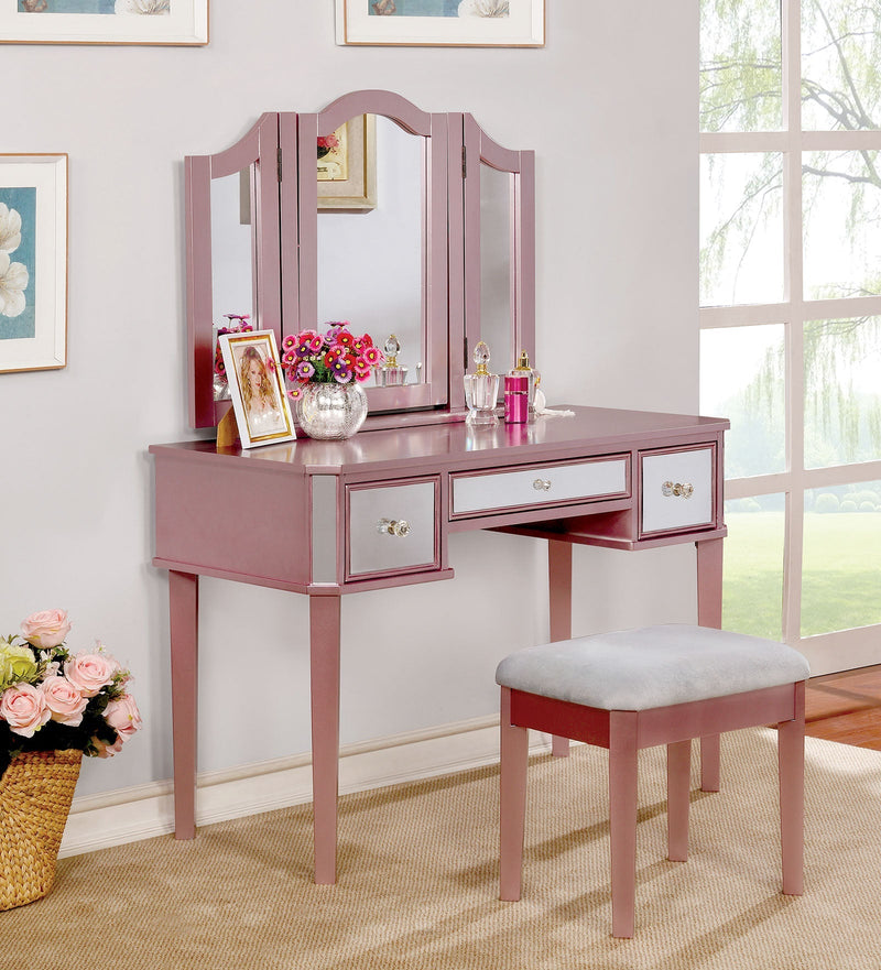 CLARISSE Rose Gold Vanity w/ Stool Vanity Furniture City Furniture City (CA)l
