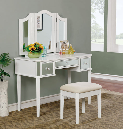 CLARISSE White Vanity w/ Stool Vanity Furniture City Furniture City (CA)l
