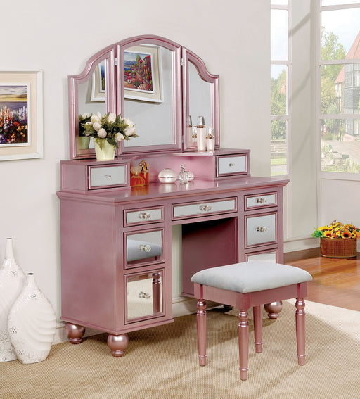 TRACY Rose Gold Vanity w/ Stool Vanity Furniture City Furniture City (CA)l