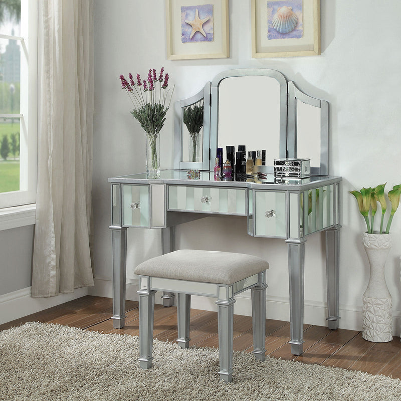 Cyndi Silver Vanity w/ Stool Vanity Furniture City Furniture City (CA)l