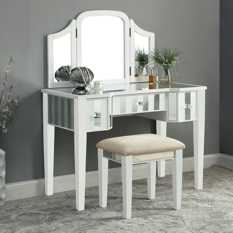 Cyndi White Vanity w/ Stool Vanity Furniture City Furniture City (CA)l