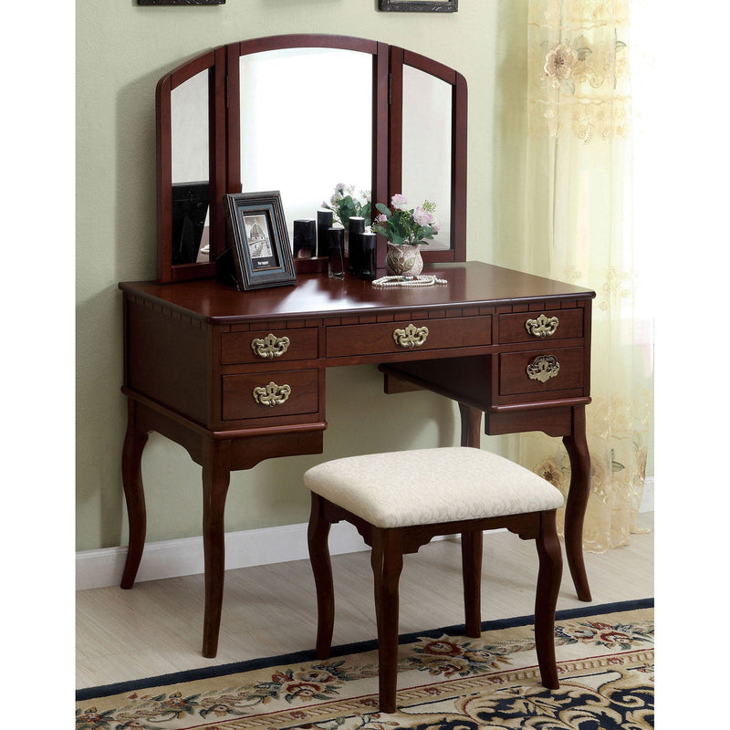 Ashland Cherry Vanity Table Vanity Furniture City Furniture City (CA)l