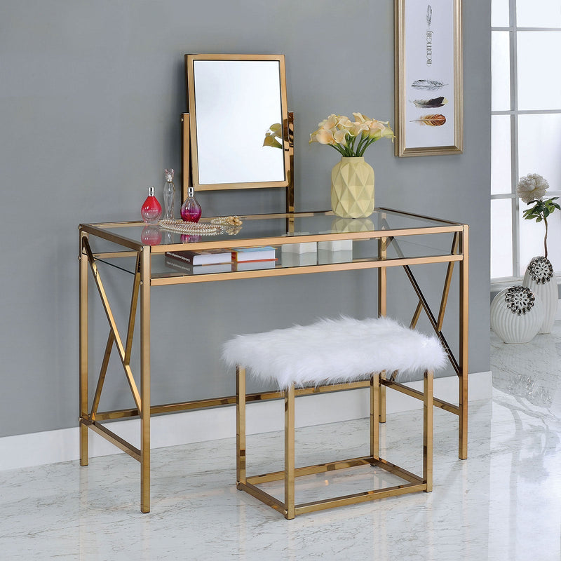 LISMORE Champagne Vanity w/ Stool Vanity Furniture City Furniture City (CA)l