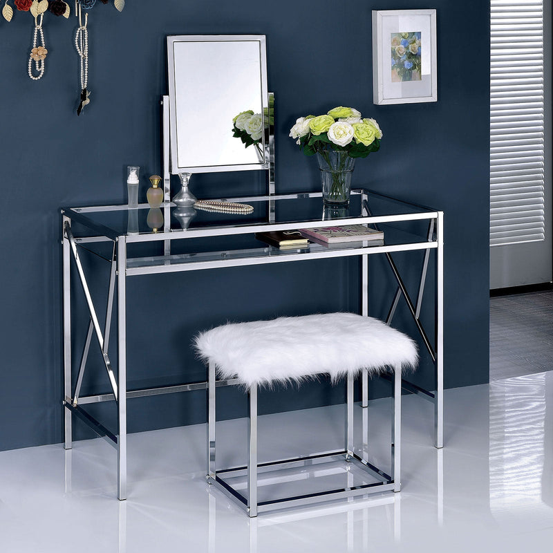 LISMORE Chrome Vanity w/ Stool Vanity Furniture City Furniture City (CA)l