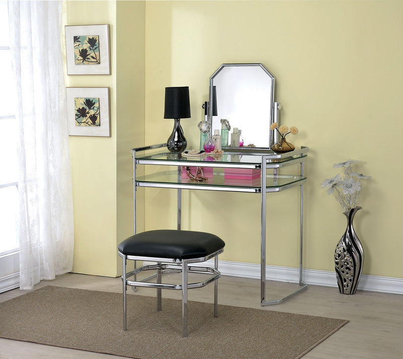 Colleen Chrome Vanity w/ Stool Vanity Furniture City Furniture City (CA)l