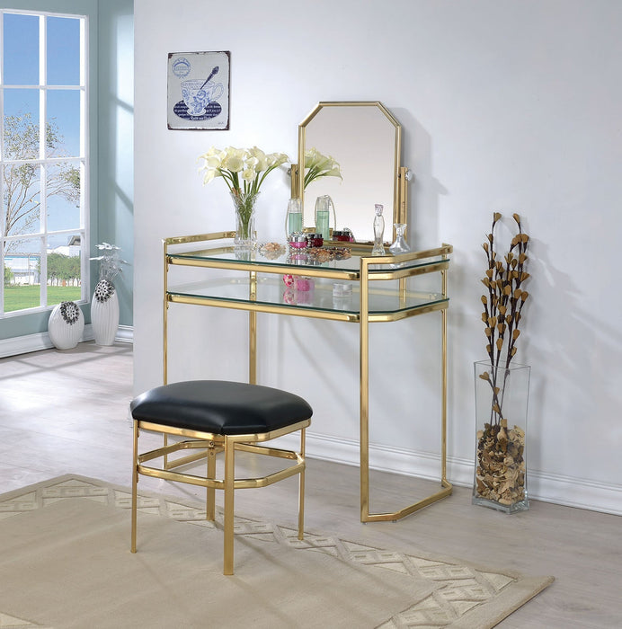 Colleen Gold Vanity w/ Stool Vanity Furniture City Furniture City (CA)l