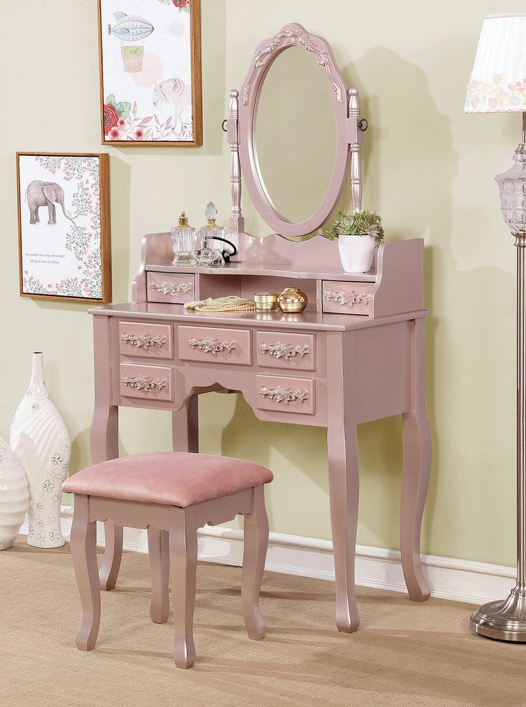 Harriet Rose Gold Vanity w/ Stool - Furniture City | Sales