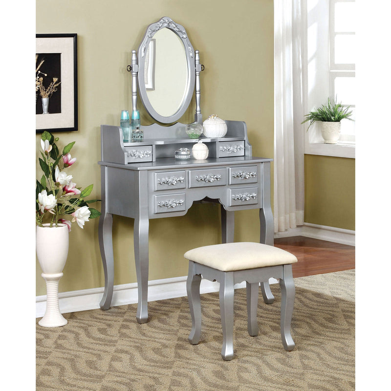 Harriet Silver Vanity w/ Stool Vanity Furniture City Furniture City (CA)l