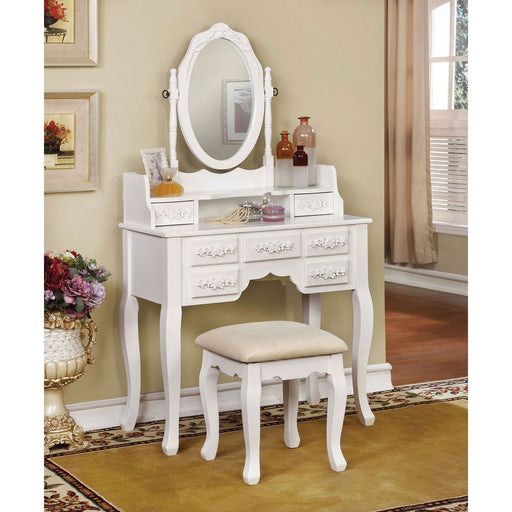 Harriet White Vanity w/ Stool Vanity Furniture City Furniture City (CA)l