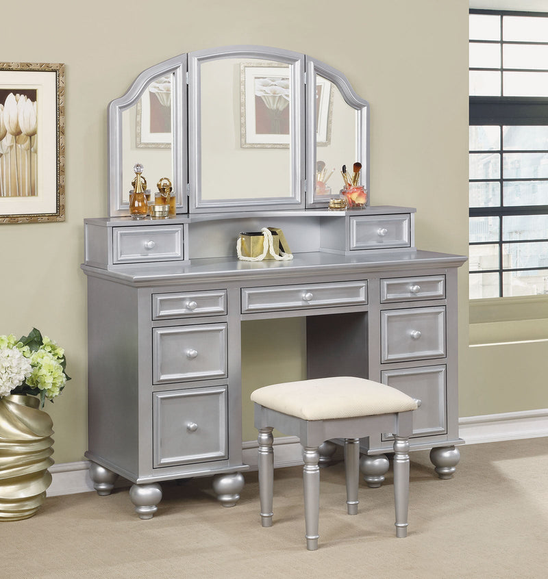 ATHY Silver Vanity w/ Stool Vanity Furniture City Furniture City (CA)l