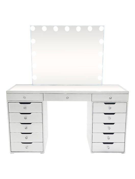 Vanity Table Set with Lighted Mirror for Bedroom and Dressing Room - Costway