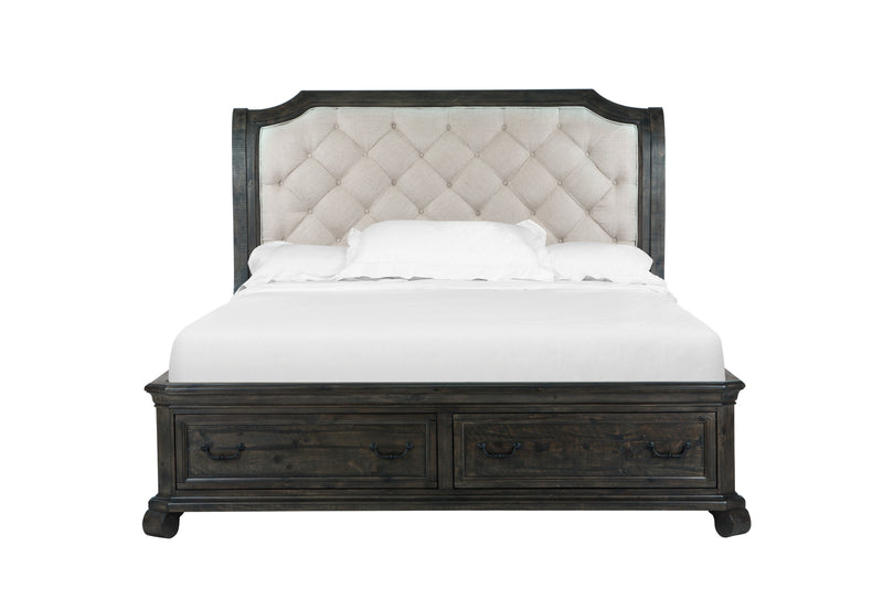 Magnussen Furniture Bellamy King Sleigh Storage Bed in Peppercorn Bed Furniture City Furniture City (CA)l
