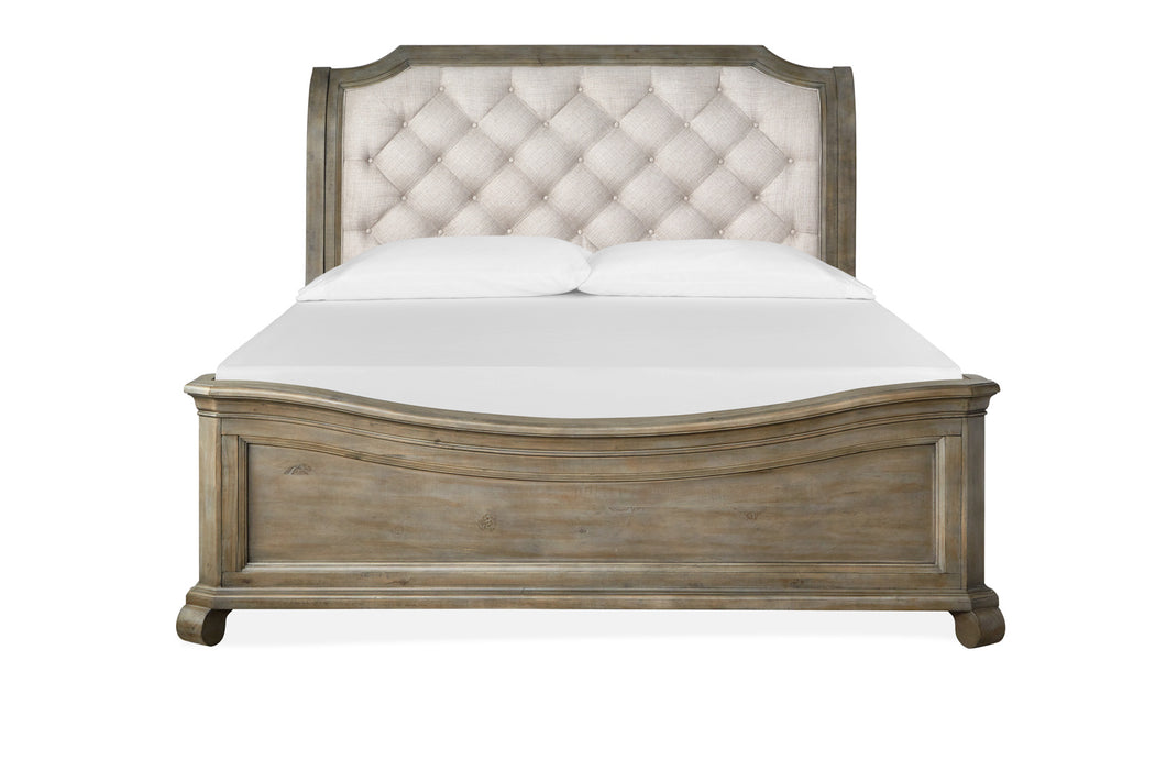 Magnussen Furniture Tinley Park King Sleigh Bed with Shaped Footboard in Dove Tail Grey Bed Furniture City Furniture City (CA)l