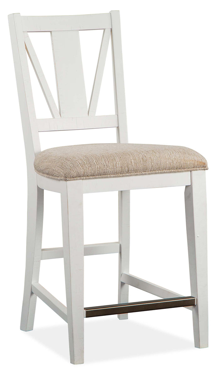 Magnussen Furniture Heron Cove Counter Chair with Upholstered Seat in Chalk White (Set of 2) Chair Furniture City Furniture City (CA)l