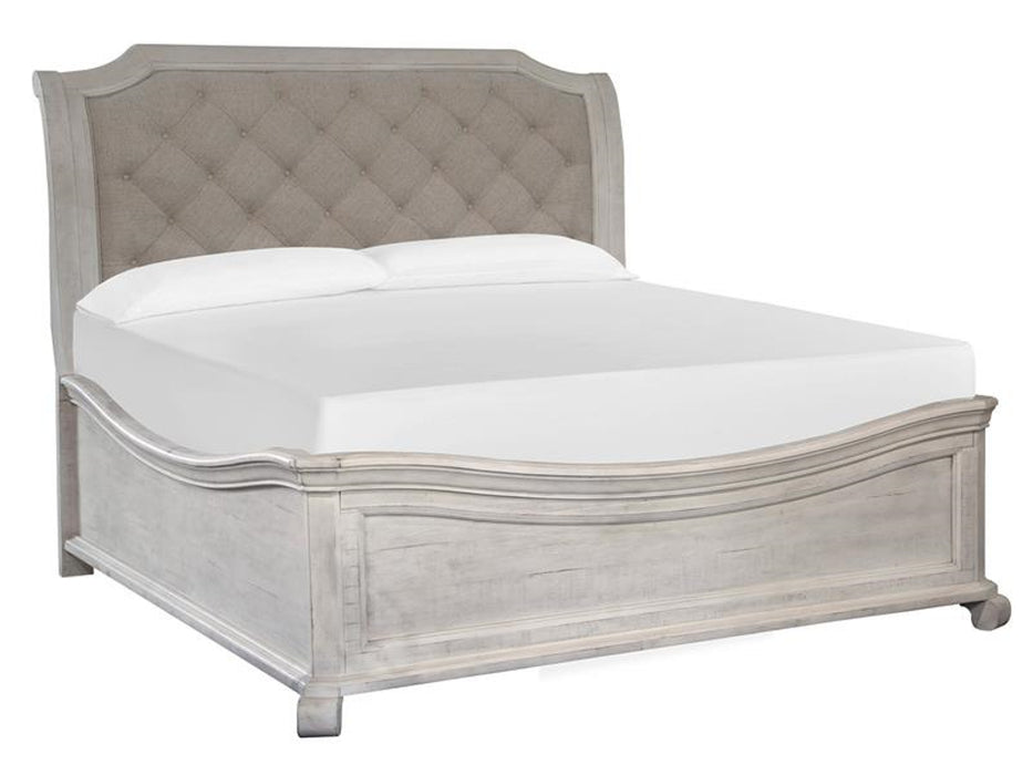 Magnussen Furniture Bronwyn King Sleigh Bed with Shaped Footboard in Alabaster Bed Furniture City Furniture City (CA)l