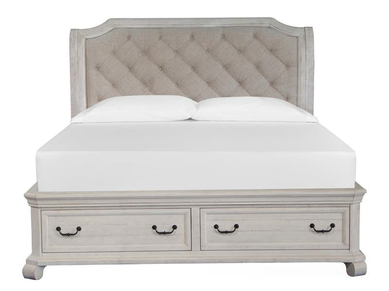 Magnussen Furniture Bronwyn King Sleigh Storage Bed in Alabaster Bed Furniture City Furniture City (CA)l